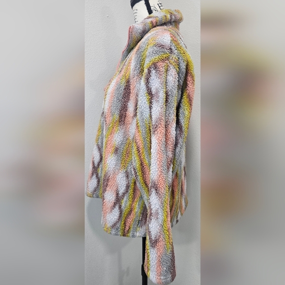 Eddie Bauer 1/4 Zip Women’s Sherpa Pullover Southwestern Multi Color Print Sz XL - Picture 4 of 13